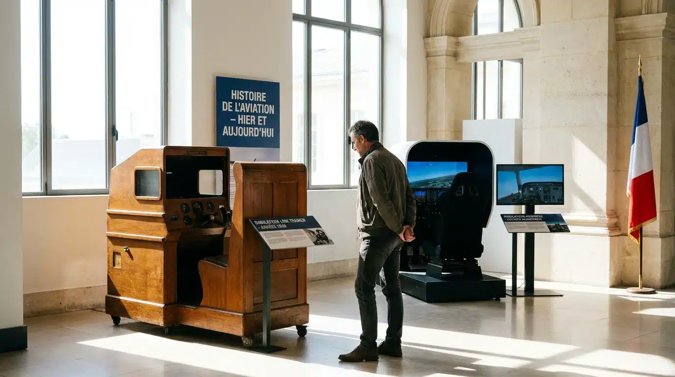 Comparaison entre un ancien simulateur de vol mécanique et un simulateur de vol numérique moderne