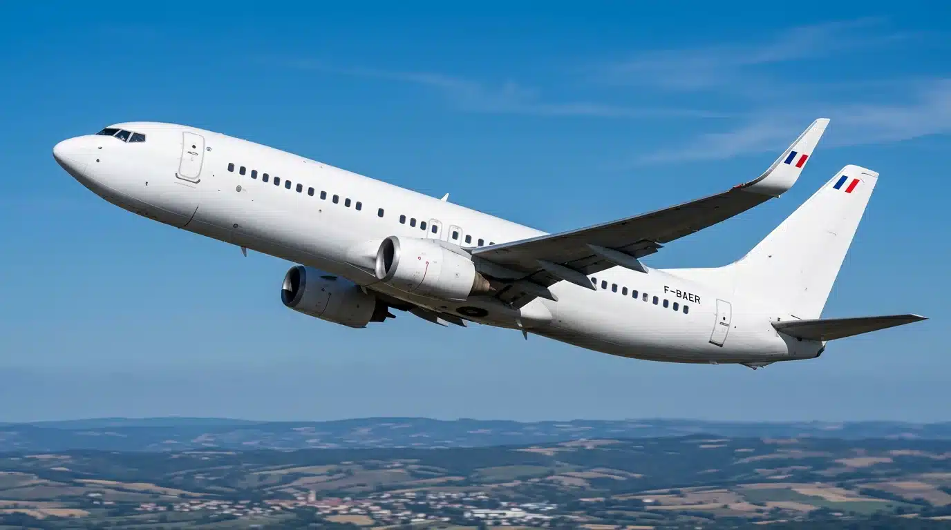 Boeing 737-800NG en virage dans un ciel dégagé