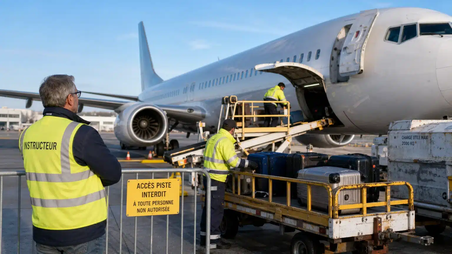 Préparation d’un avion de ligne sur le tarmac avant le départ