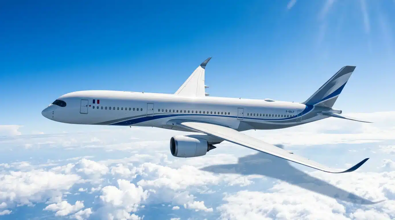 Avion de ligne en vitesse de croisière au-dessus des nuages