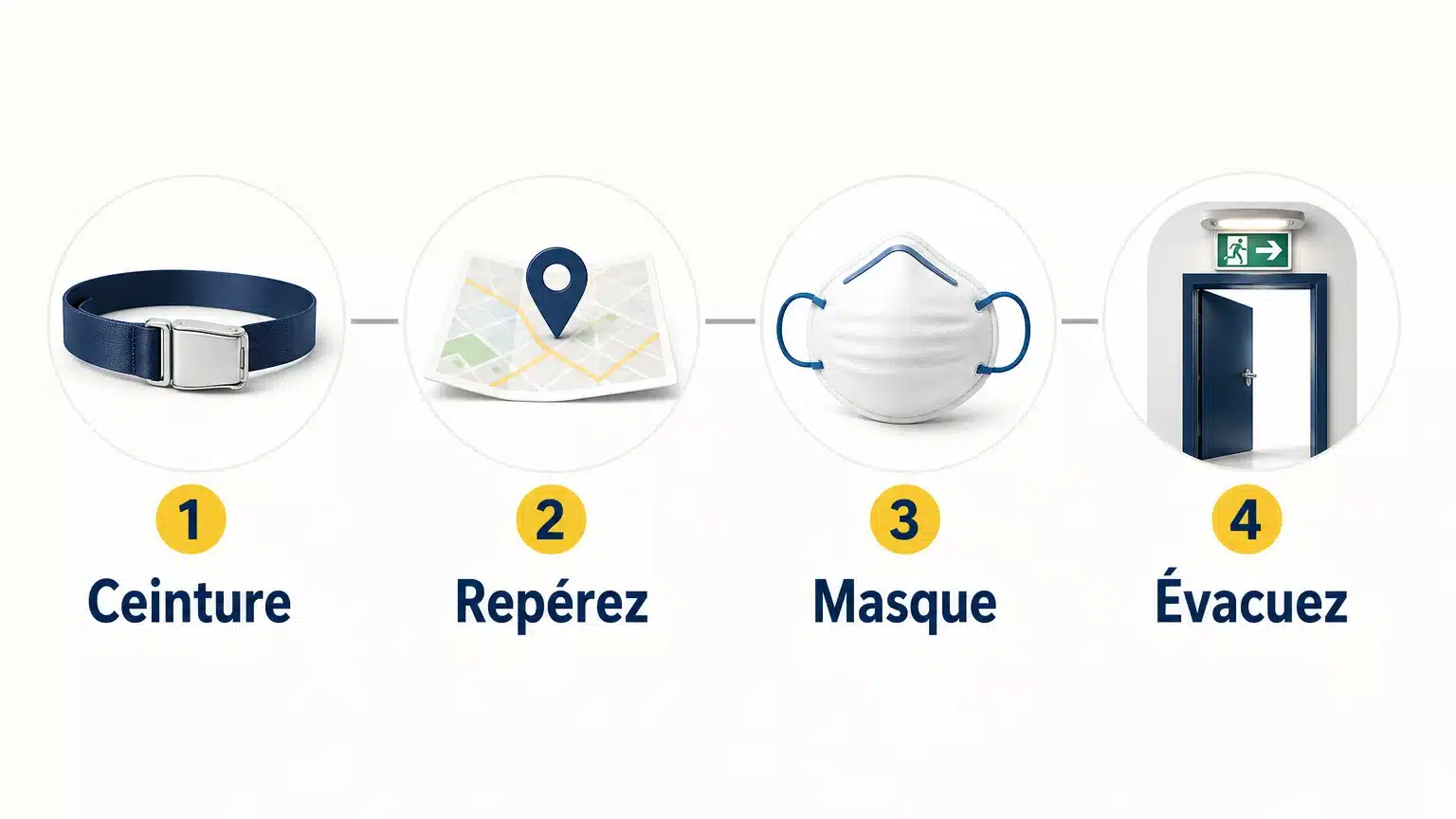 Checklist illustrée des gestes de sécurité en avion