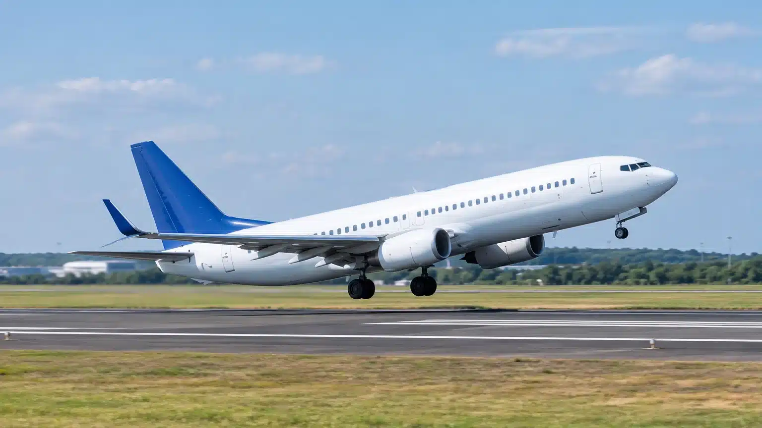 Un avion de ligne accélère sur la piste avant son envol
